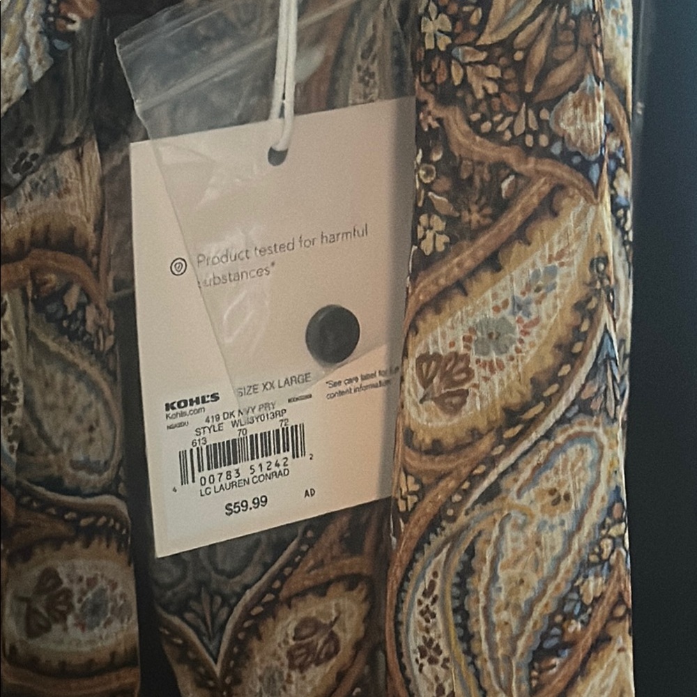 LC Lauren Conrad Paisley Long Sleeve Dress - Brown and Cream - Picture 3 of 3